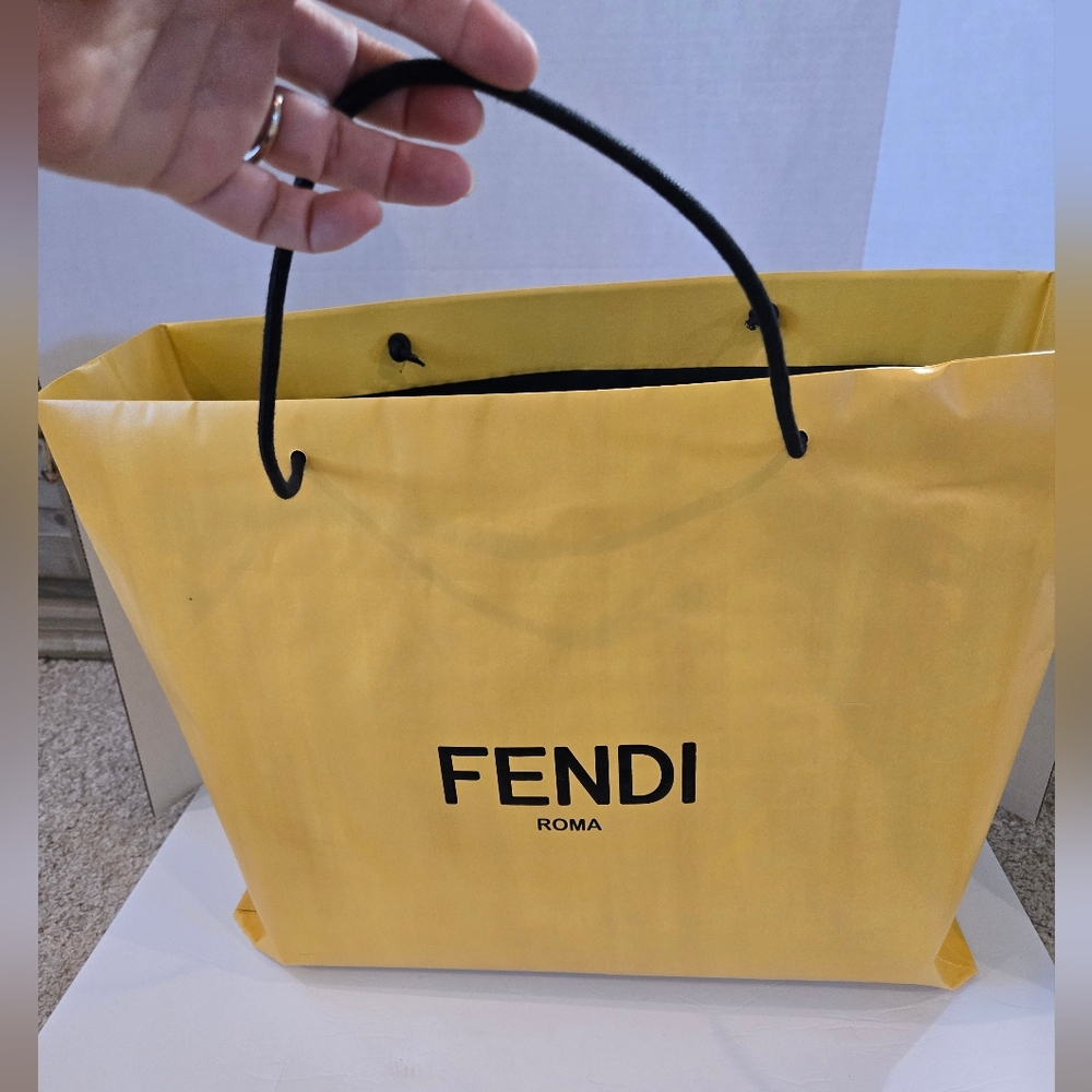Fendi Roma Shopping Bag Gift Yellow Large Size 20" x 18" Closet Decor